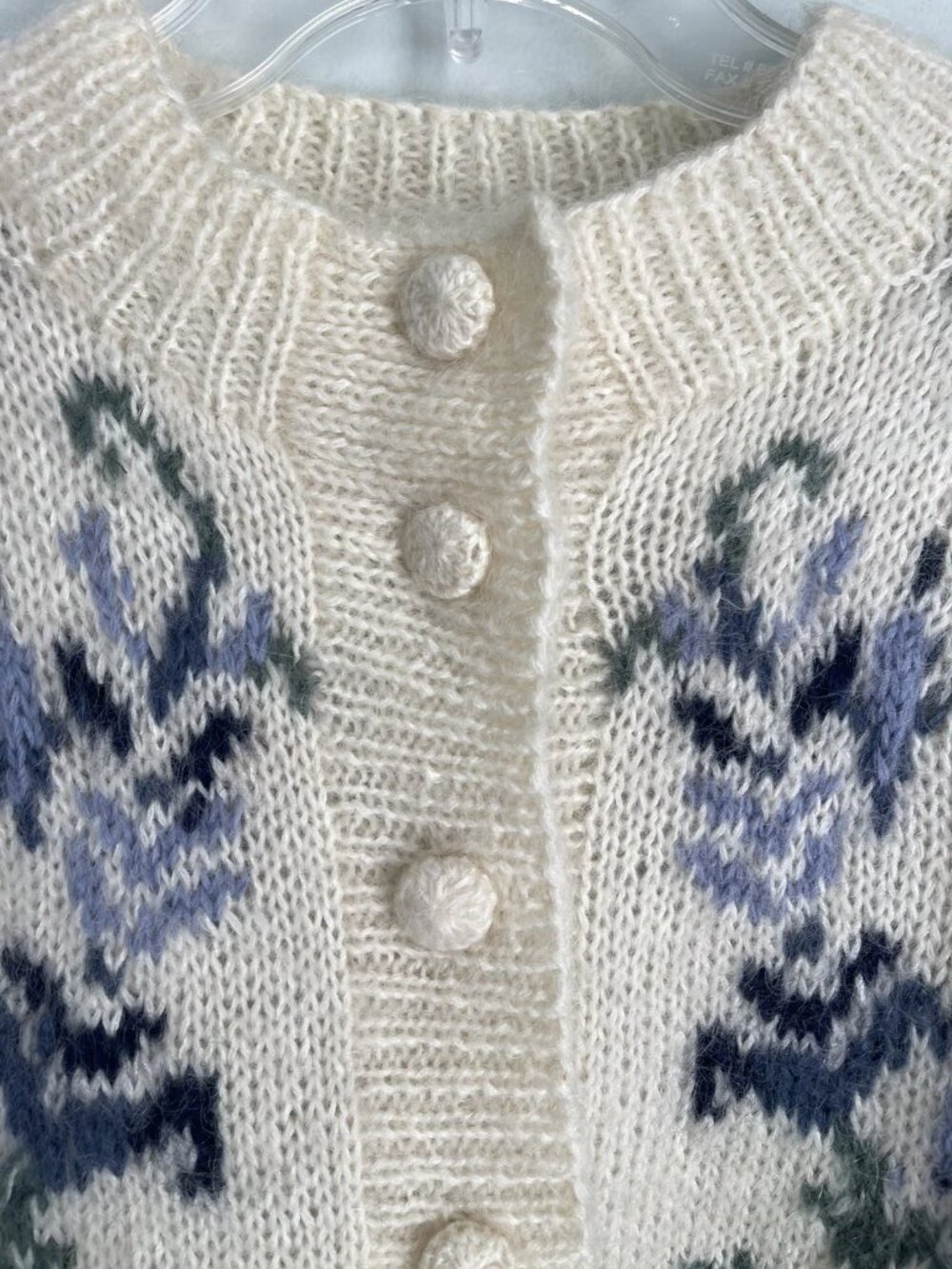 Vtg Express Tricot Handknitted Mohair Blend Fuzzy Cardigan Oversized - Picture 3 of 7